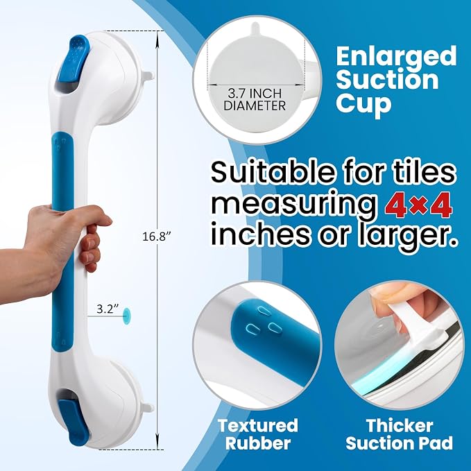 LEVERLOC Grab Bars for Bathtubs and Showers, Shower Handle 17 Inch Strong - Image 3