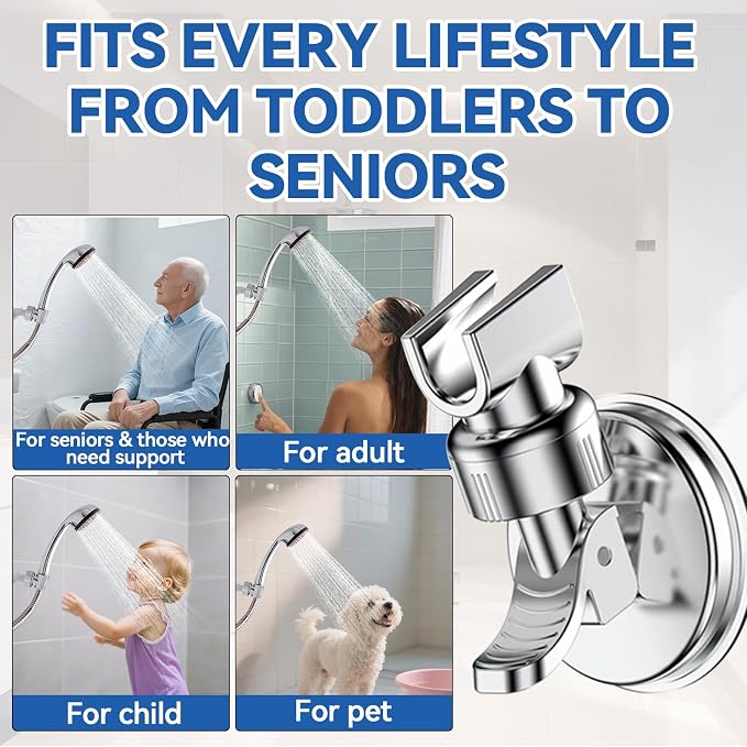Adjustable Shower Head Holder, Bathroom Suction Cup Handheld Shower Head Bracket - Image 3