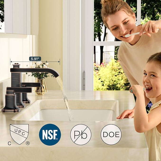 FORIOUS 3 Hole Oil Rubbed Bronze Bathroom Faucet, 8 Inch Widespread Bathroom - Image 8