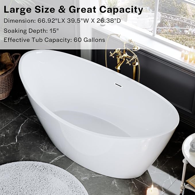 Empava Bathtub, Acrylic Free Standing Tub - Image 6