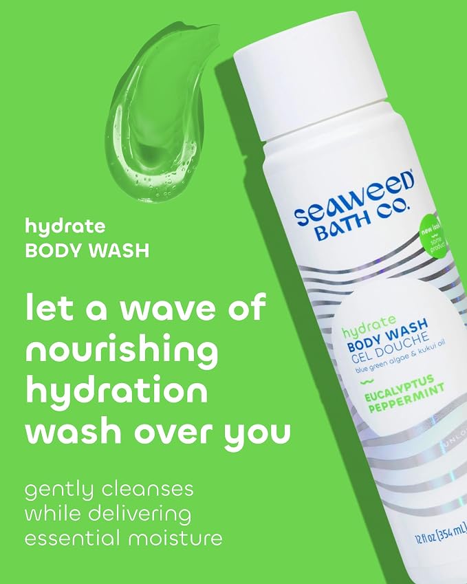 Seaweed Bath Co. Hydrate Body Wash, Eucalyptus Peppermint Scent, 12 Ounce - Image 2