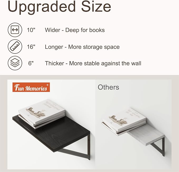 Fun Memories 10 Inch Deep Floating Shelves, Deep Shelves - Image 4