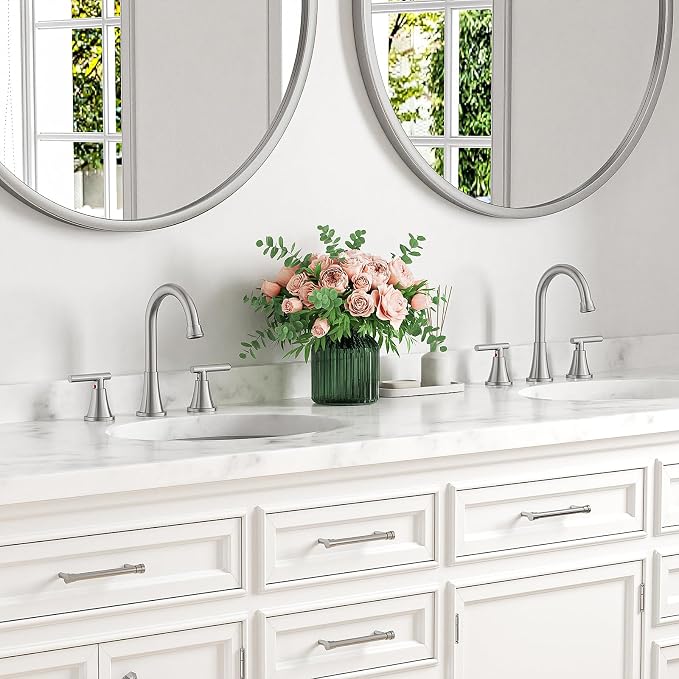Bathroom Faucets for Sink 3 Hole, Hurran Brushed Nickel Bathroom Sink Faucet - Image 7