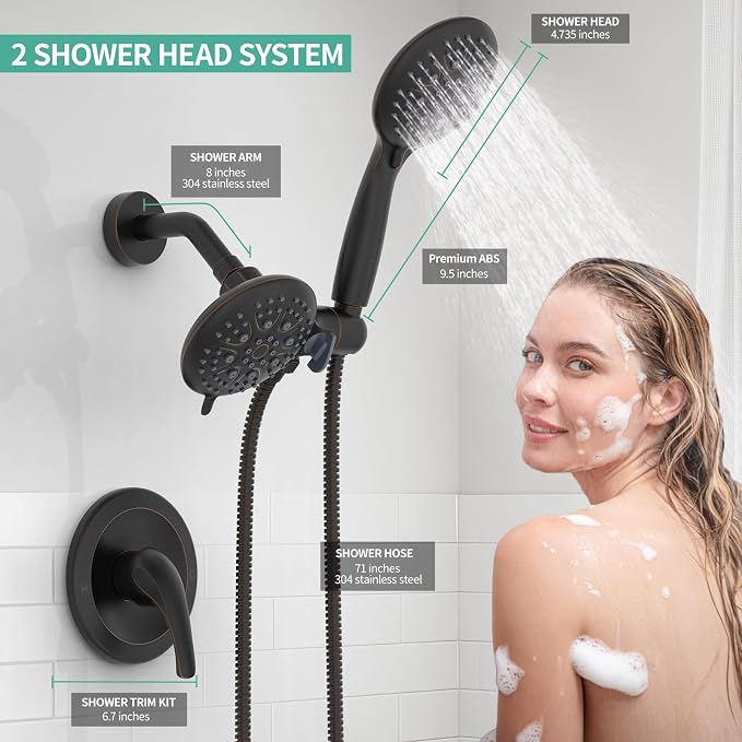 SR SUN RISE High Pressure 3-Way Rainfall Shower Faucet, 3 in 1 Shower Head and - Image 3