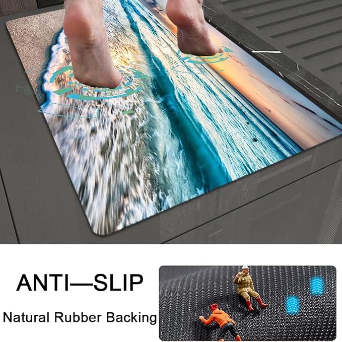 Bath Mat Rug, Sunset on Island Beach Non Slip Quick Dry Super Absorbent Thin - Image 5