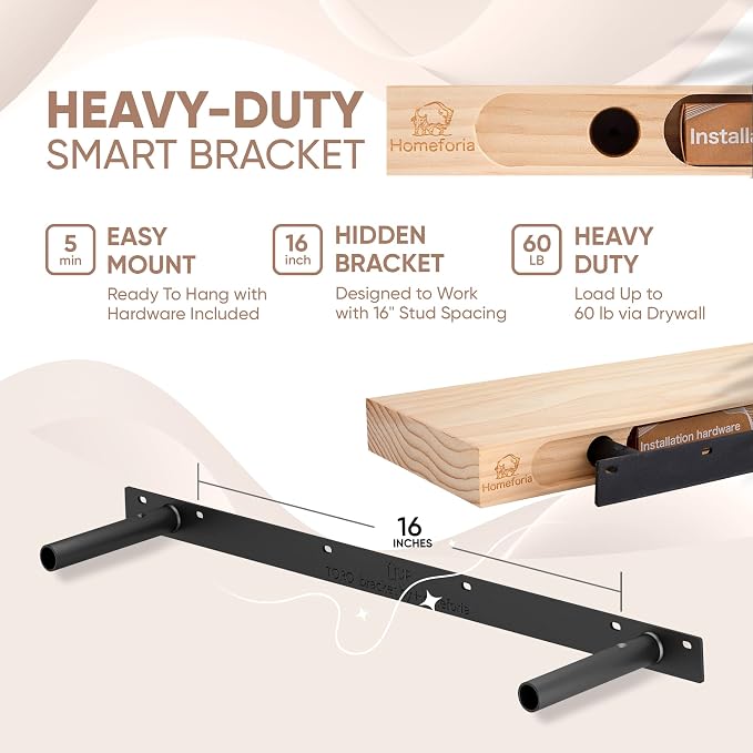 Homeforia 30 inch Wood Floating Shelves, High End Solid Natural Wood 30inch - Image 6