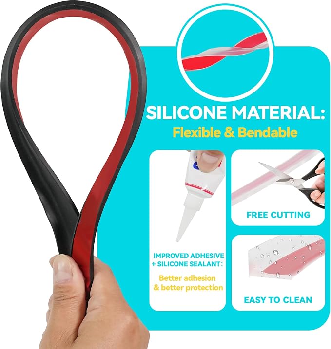 Shower Threshold Water Dam Barrier 39", Silicone Sealant Included, Collapsible - Image 5