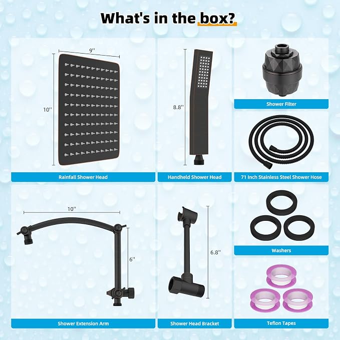 Hibbent Metal 10'' Filtered Rainfall Shower Head - Image 7