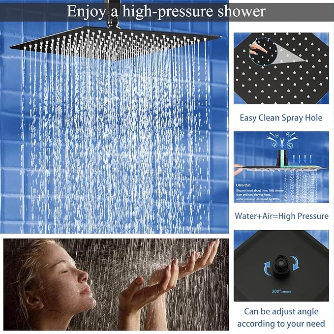 Shower Faucet Set Matte Black Shower System, Knob Switch Diverter Shower Faucet - Image 4