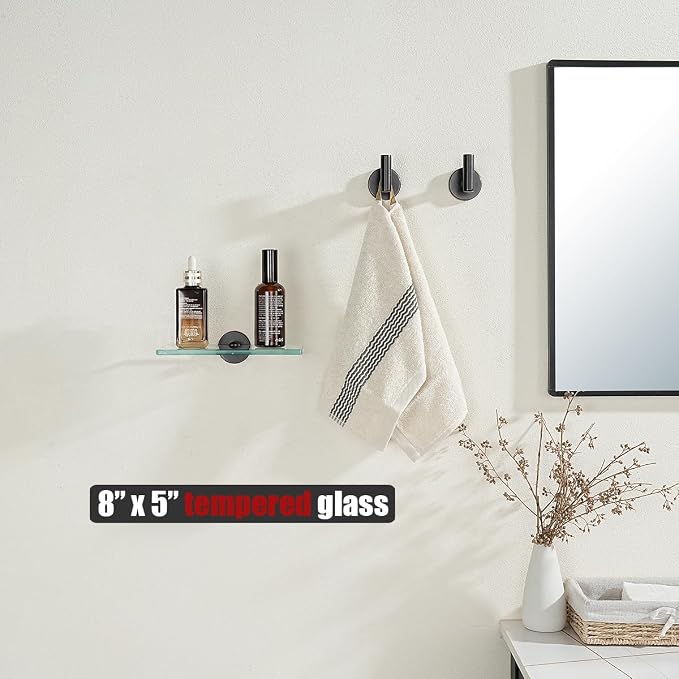 JQK Bathroom Glass Shelf Oil Rubbed Bronze, Tempered Glass Shower Storage 8 by - Image 2