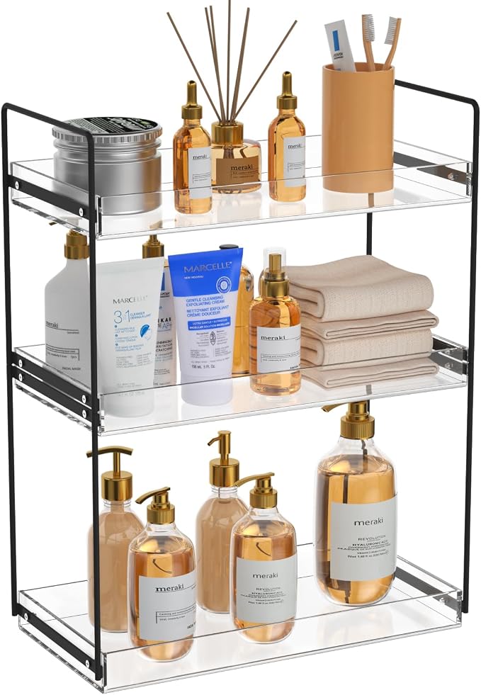 Bathroom Countertop Organizer, 3 Tier Metal Vanity Counter Skincare Shelf by NPPLUS