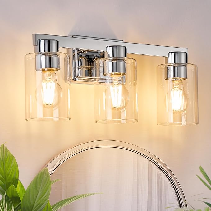 3-Light Bathroom Light Fixtures Modern Chrome Vanity Lights - Image 3