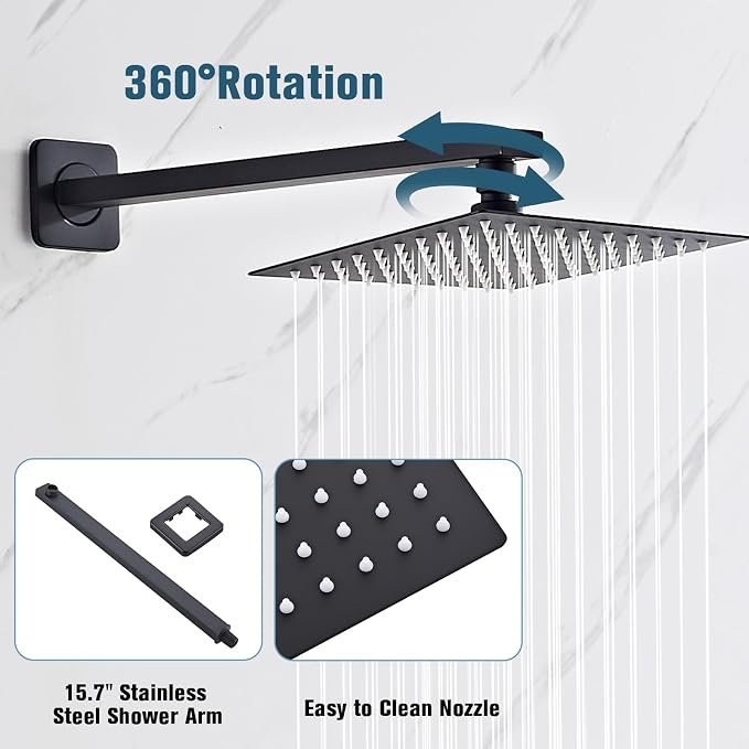 Shower Faucet Set Matte Black Complete Shower System - Image 2