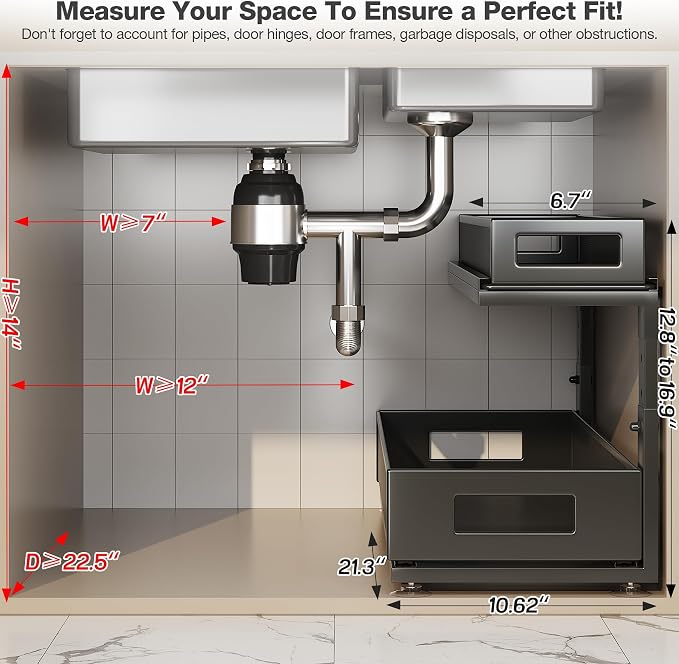2 Pack 21.3IN-Depth Under Sink Organizer - Image 2
