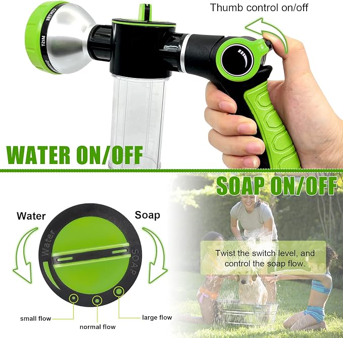 Upgraded Dog Wash Hose Attachment, 8-in-1 Sprayer Mode Garden Hose Nozzle - Image 3