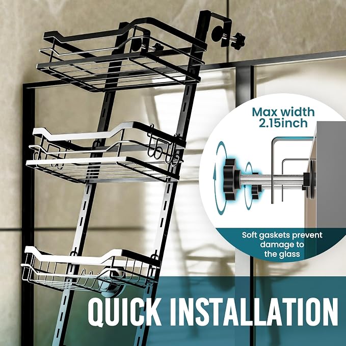 TAILI Hanging Shower Caddy Over The Door Adjustable Hanging Organizer Rack - Image 2