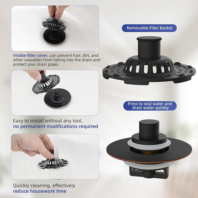 Metal 2 Pack Bathtub Drain Stopper - Image 5