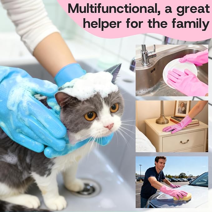 2-Pair Pet Hair Remover Glove for Dogs and Cats Washing, & Deshedding – - Image 5