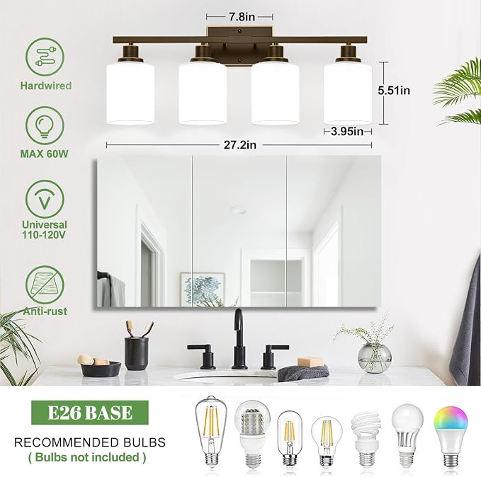 4-Light Bathroom Light Fixtures, Vanity Light - Image 8