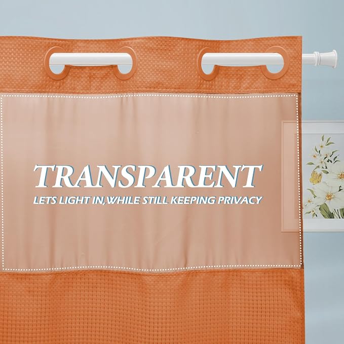 Burnt Orange Stall No Hook Shower Curtain - Image 5