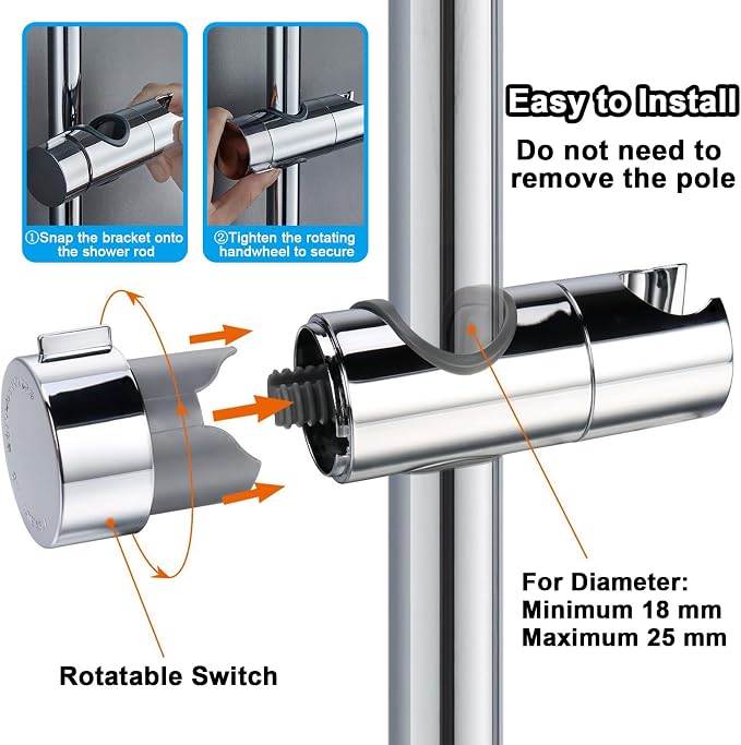 Shower Head Holder for Slide Bar, Adjustable Shower Bracket Holder for Slide - Image 5