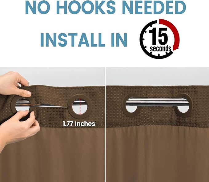Brown No Hook Shower Curtain - Image 3
