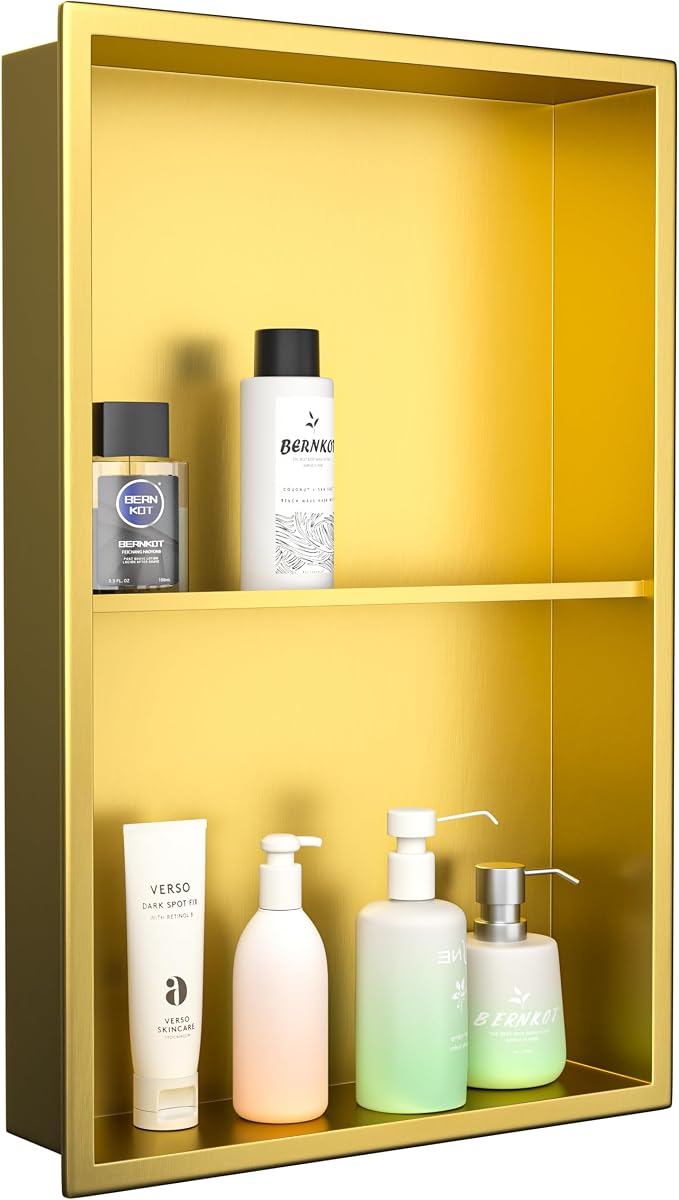 Stainless Steel Shower Niche 14"×24" Gold by Bernkot