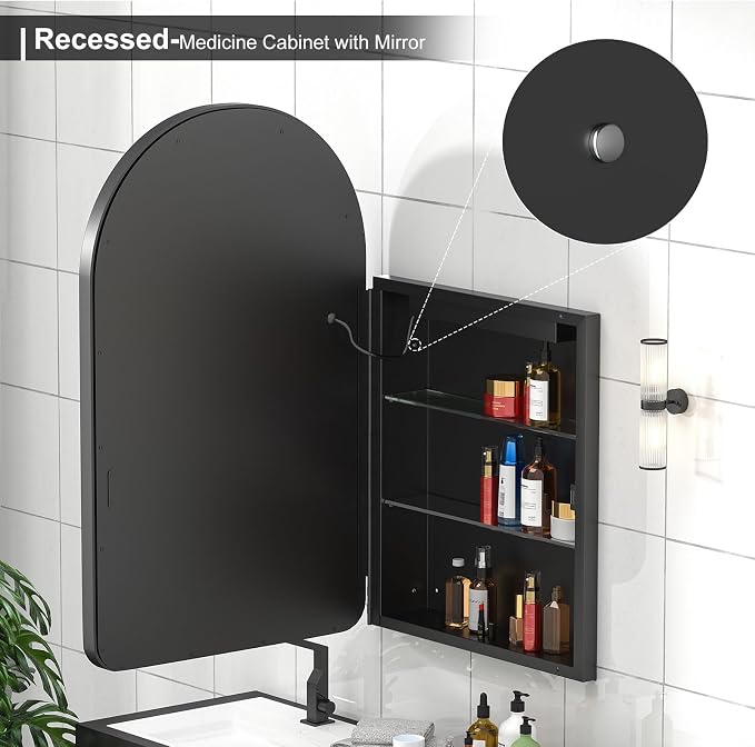 20x31 Inch Arched Medicine Cabinet - Image 7