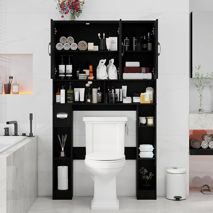 Over The Toilet Storage Cabinet, Farmhouse Toilet Cabinet Rack - Image 4
