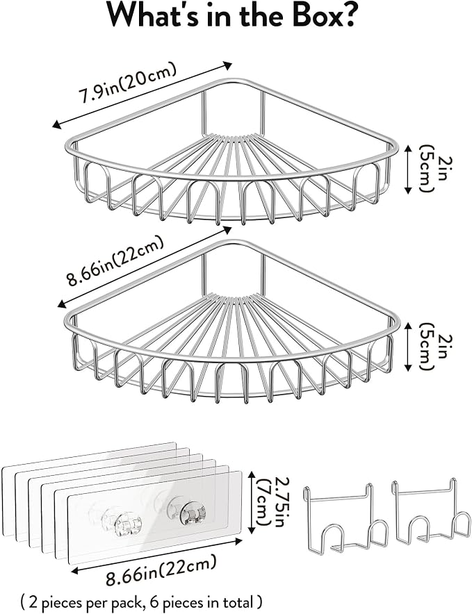 Orimade Corner Shower Caddy Stainless Steel - Image 9