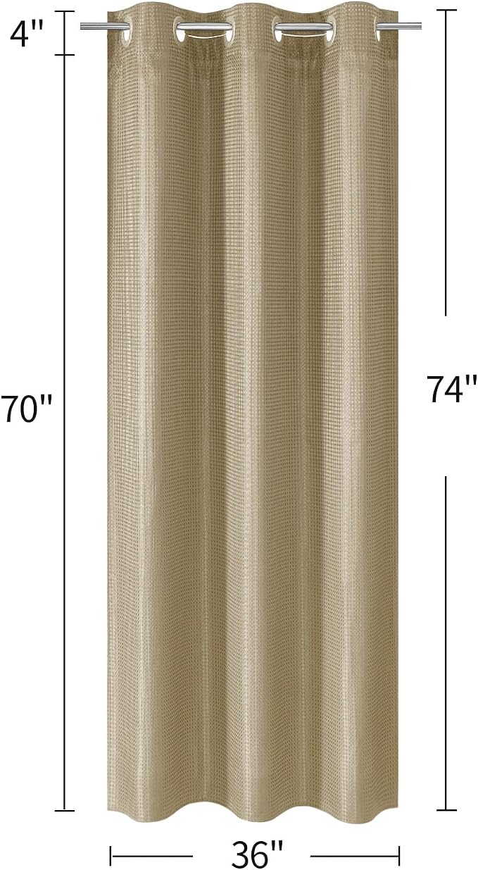 MitoVilla Beige Waffle Small Stall Shower Curtain Liner Set 36 x 74, No Hooks - Image 7