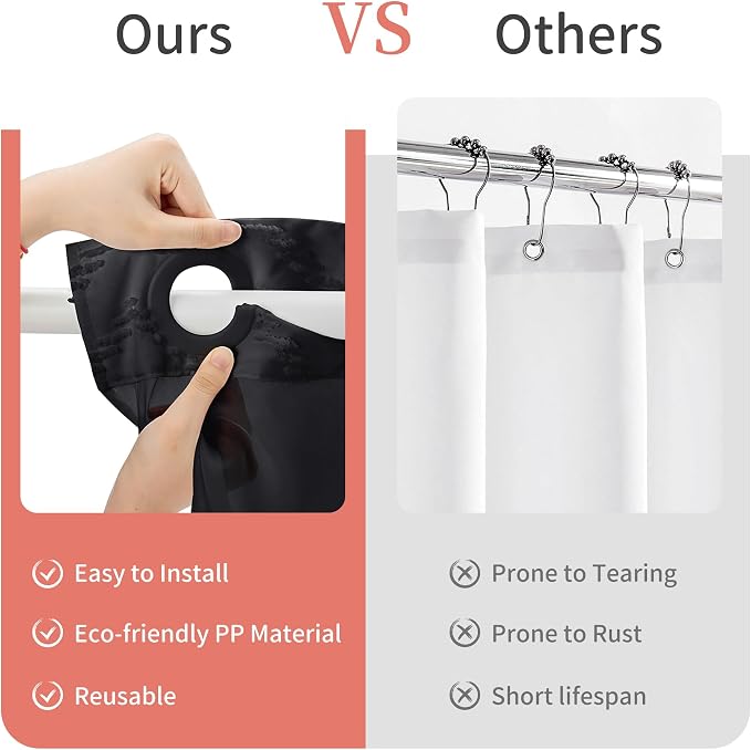 Hookless Shower Curtain with Snap in Liner 71" x 74" Double-Layer Waterproof - Image 4