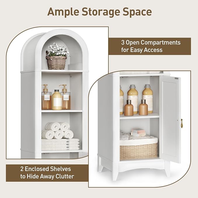 69" Tall Bathroom Storage Cabinet, Tall Arched Freestanding Storage Cabinet - Image 3