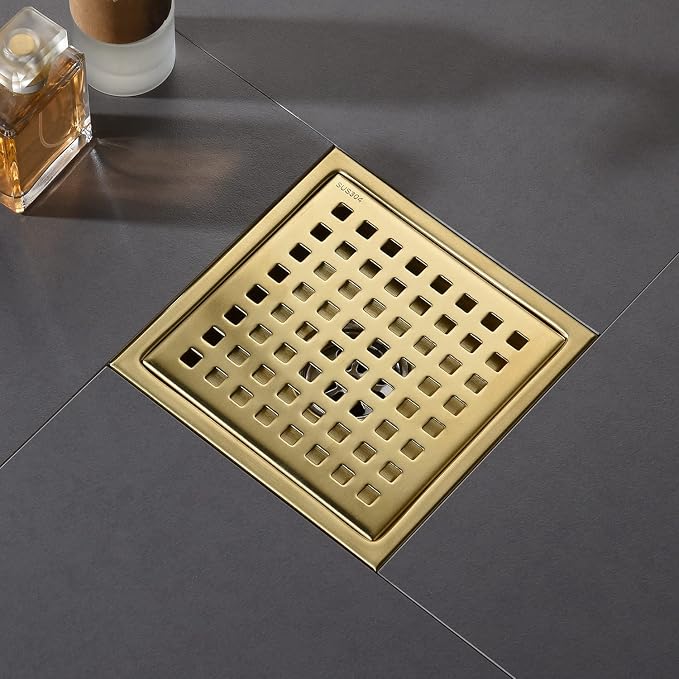 6 Inch Shower Drain Brushed Nickel Square - Image 5