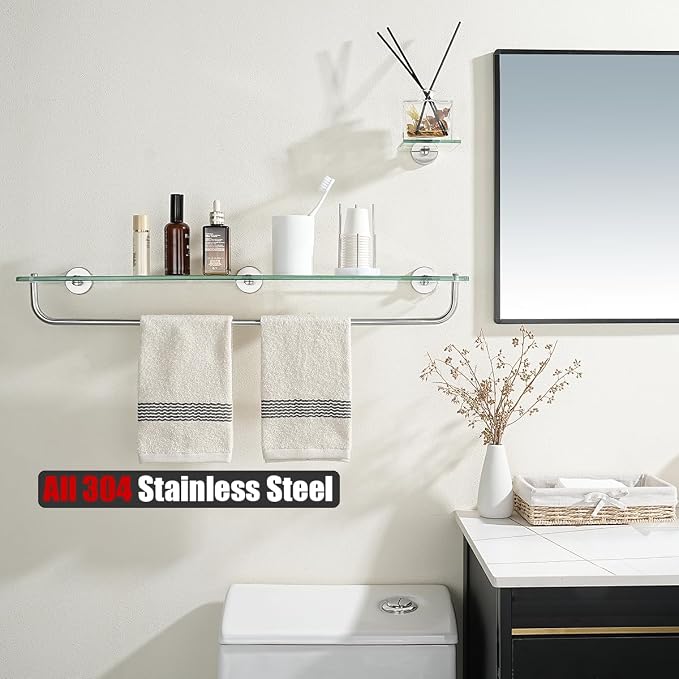 JQK Bathroom Glass Shelf, Shelf - Image 2