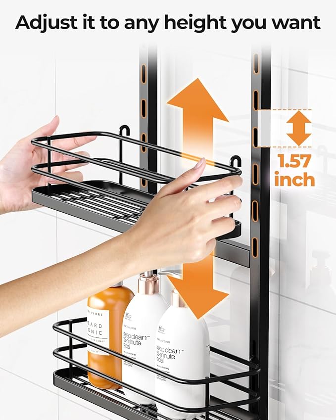 ODesign 4 Tier Height-Adjustable Shower Caddy Hanging Anti-Swing-Over The - Image 6