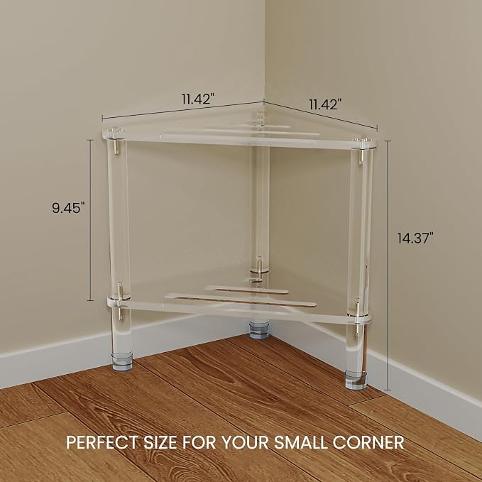 Acrylic Corner Shower Stool for Shaving Legs 11.42" D X 11.42" W X 14.37" H - Image 2
