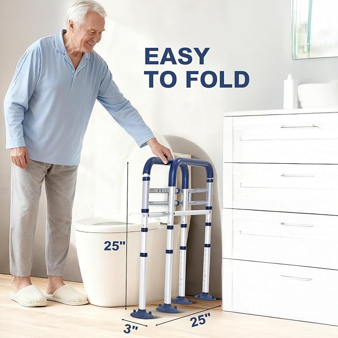 Toilet Safety Rails for Seniors, Adjustable Height & Width Toilet Rails - Image 5