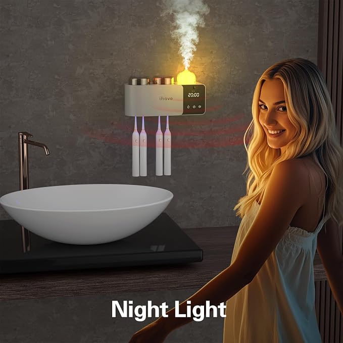 iHave Toothbrush Holders with UV Toothbrush Sanitizer, Aromatherapy Diffuser & - Image 8