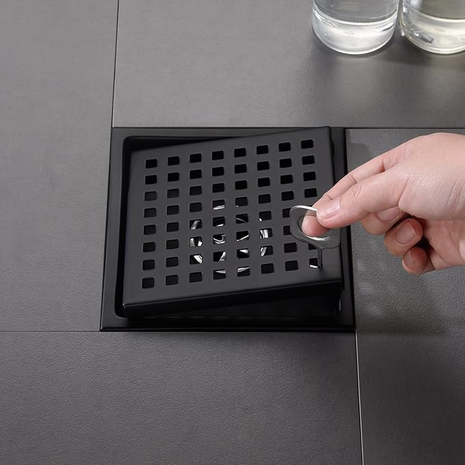 6 Inch Shower Drain Brushed Nickel Square - Image 7