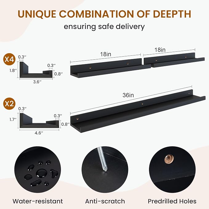 Axeman Picture Ledge Shelf, Floating Shelves - Image 3