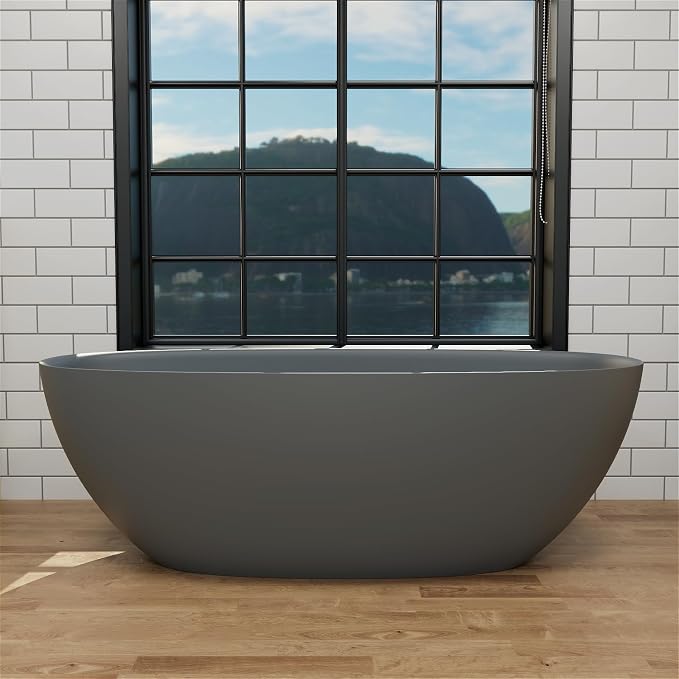 GIVINGTREE 65'' Freestanding Solid Surface Resin Stone Bathtub, Contemporary by GIVINGTREE
