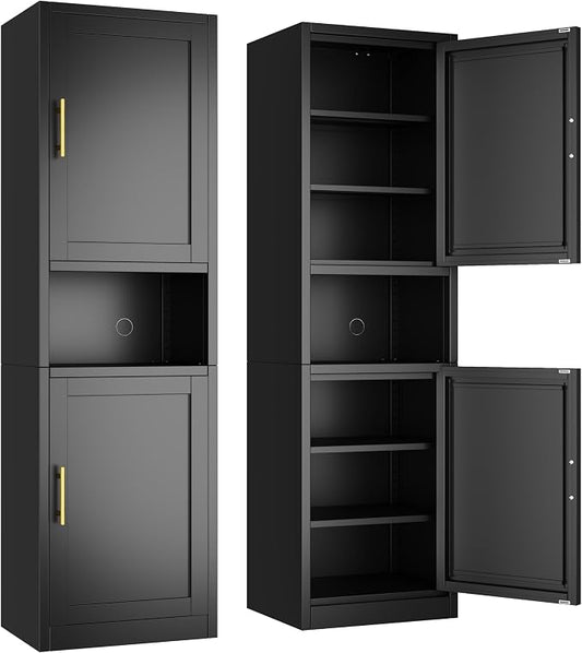 Tall Narrow Storage Cabinet 66.93" H Tall Bathroom Cabinet Metal Pantry Cabinets by Ckzbx