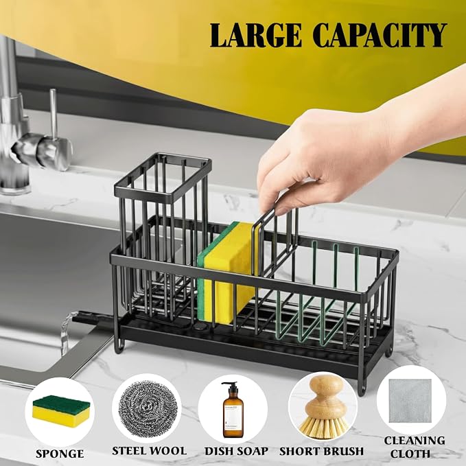 5 in 1 Kitchen Sink Caddy Organizer, Rustproof Stainless Steel Sink Caddy - Image 4