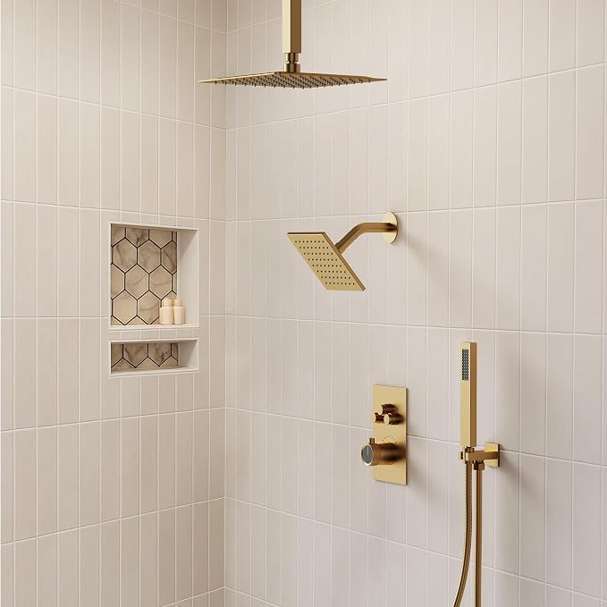 Ceiling Mount 12" High-Pressure Rainfall Shower Faucet, Dual Rainfall Shower - Image 7