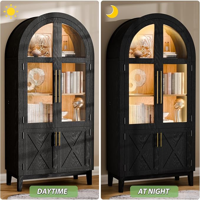 74.8”H Arched Storage Cabinet, 5-Tier Arched Kitchen Pantry - Image 5