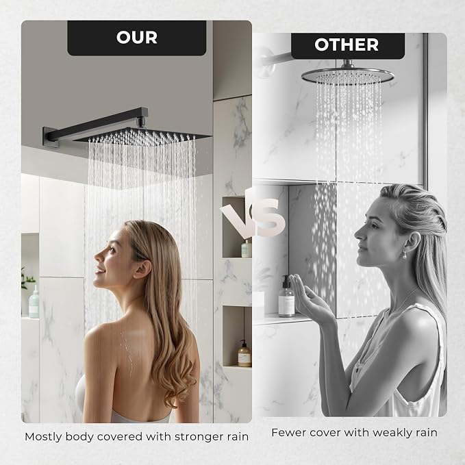Rain Shower Head, 10 Inches Large Rainfall Shower Head, 304 Stainless Steel Made - Image 4