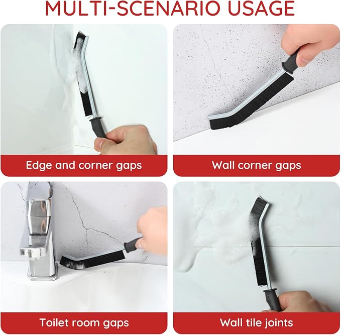 Crevice Cleaning Brush Set, Hard Bristle Grout Cleaner and Scrub Brush - Image 4