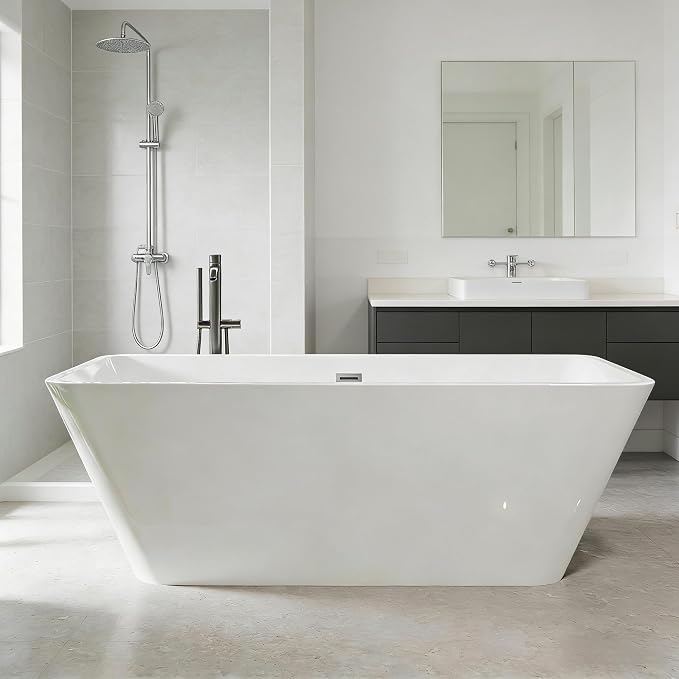 66'' Acrylic Freestanding Bathtub, Deep Soaking Tub by GarveeHome