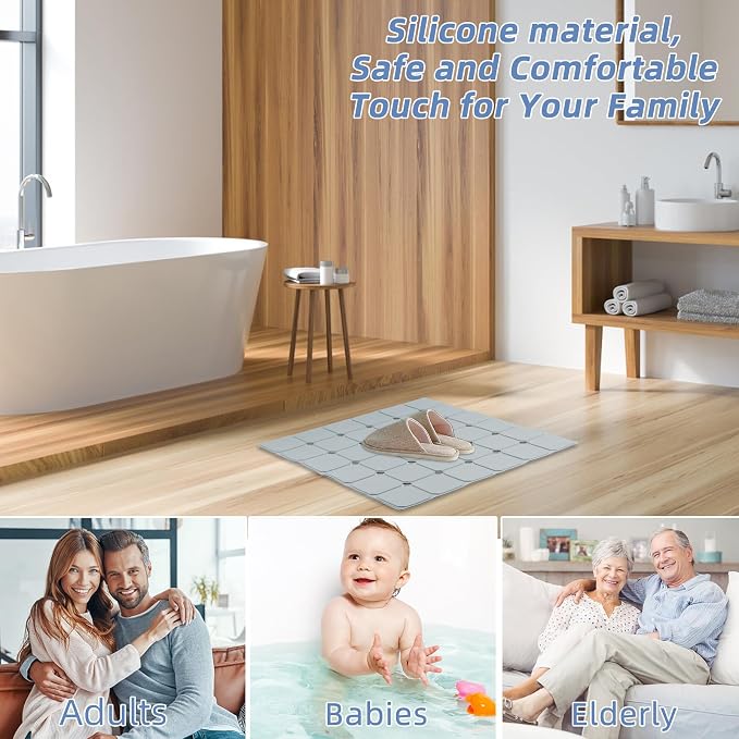 Shower Mat Non Slip 21"x21" Silicone Foldable Bath Mat - Image 6